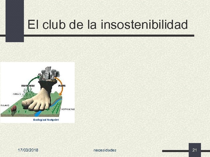 El club de la insostenibilidad 17/03/2018 necesidades 21 