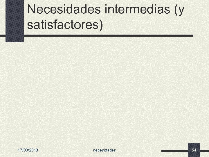 Necesidades intermedias (y satisfactores) 17/03/2018 necesidades 54 