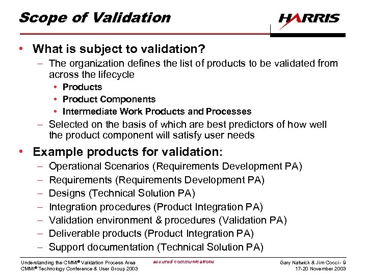 Scope of Validation • What is subject to validation? – The organization defines the