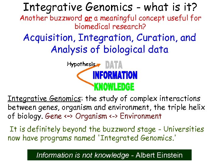 Integrative Genomics - what is it? Another buzzword or a meaningful concept useful for