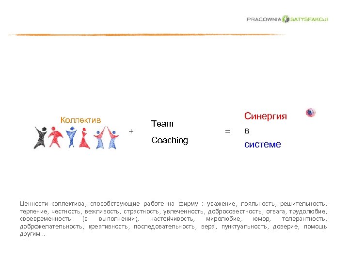 Коллектив + Team Coaching = Синергия в системе Ценности коллектива, способствующие работе на фирму