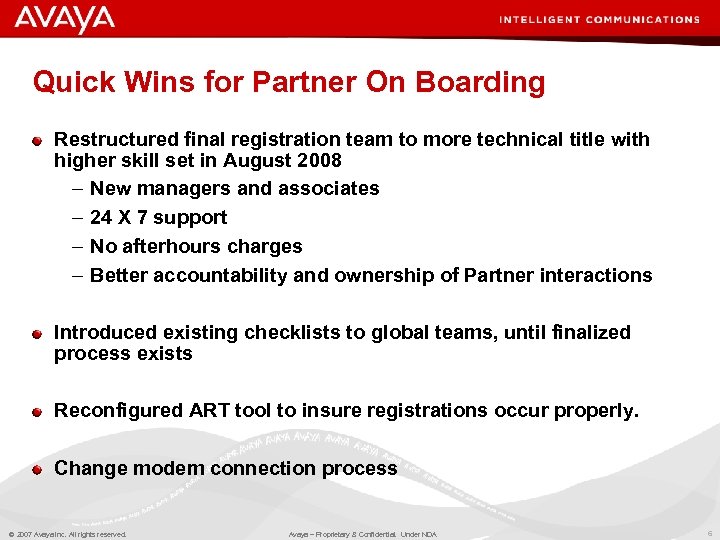 Quick Wins for Partner On Boarding Restructured final registration team to more technical title