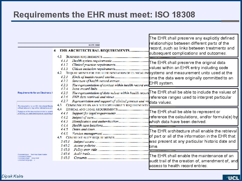 Requirements the EHR must meet: ISO 18308 The EHR shall preserve any explicitly defined