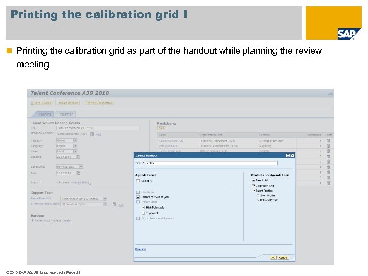 Printing the calibration grid I n Printing the calibration grid as part of the