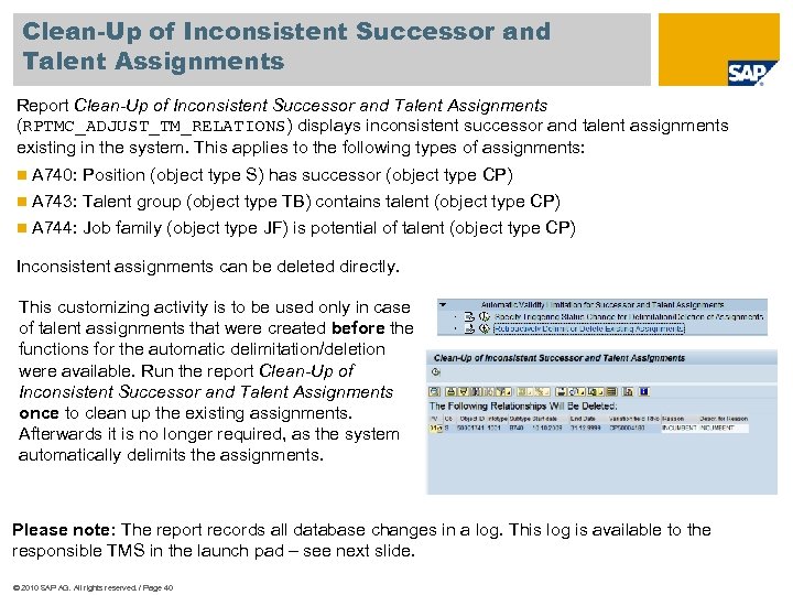 Clean-Up of Inconsistent Successor and Talent Assignments Report Clean-Up of Inconsistent Successor and Talent