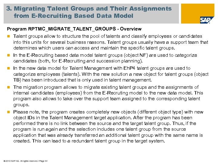 3. Migrating Talent Groups and Their Assignments from E-Recruiting Based Data Model Program RPTMC_MIGRATE_TALENT_GROUPS