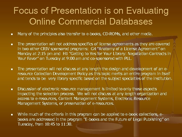 Focus of Presentation is on Evaluating Online Commercial Databases n n n Many of