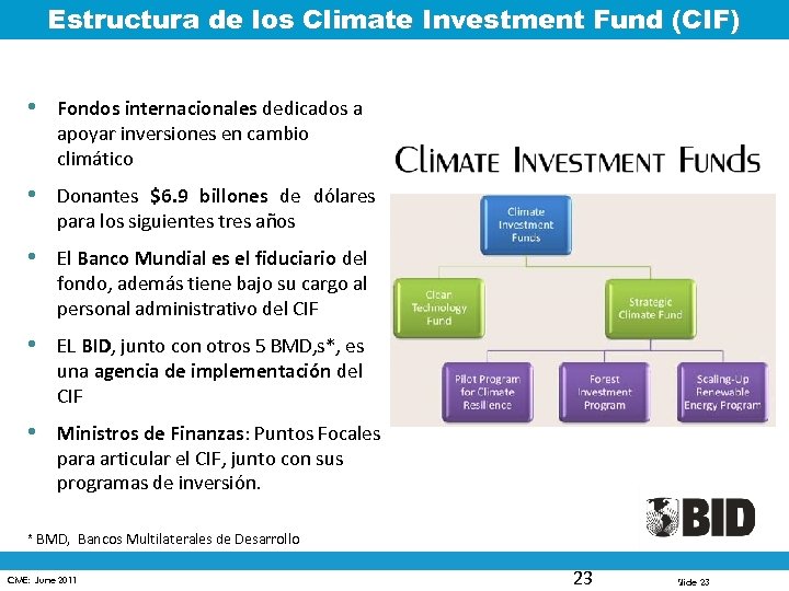 Estructura de los Climate Investment Fund (CIF) • Fondos internacionales dedicados a apoyar inversiones