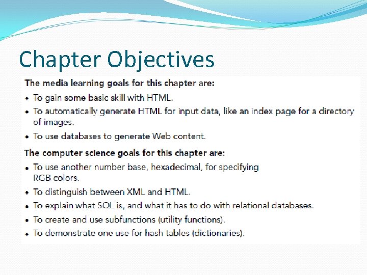 Chapter Objectives 