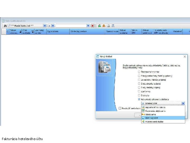 Fakturácia hotelového účtu 