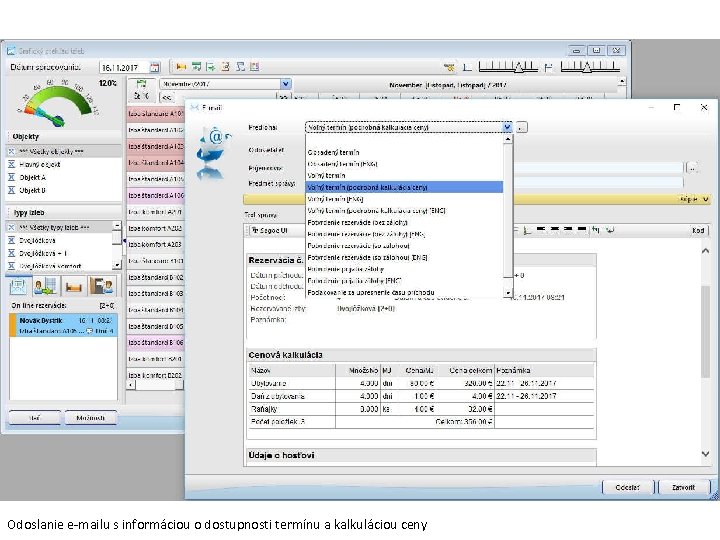 Odoslanie e-mailu s informáciou o dostupnosti termínu a kalkuláciou ceny 