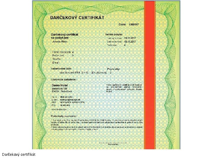 Darčekový certifikát 