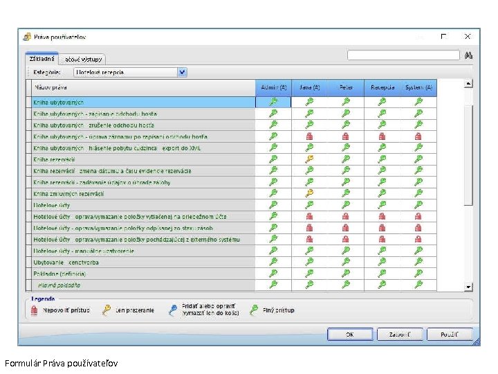 Formulár Práva používateľov 