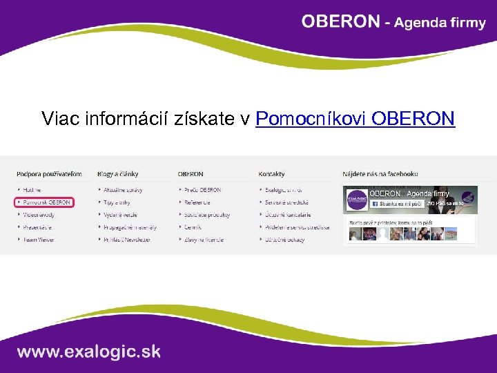 Viac informácií získate v Pomocníkovi OBERON 