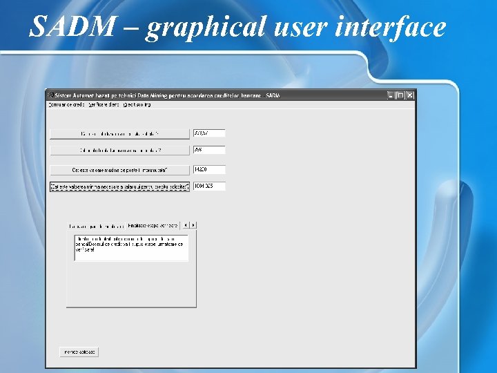 SADM – graphical user interface 