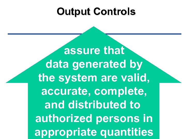 Output Controls assure that data generated by the system are valid, accurate, complete, and