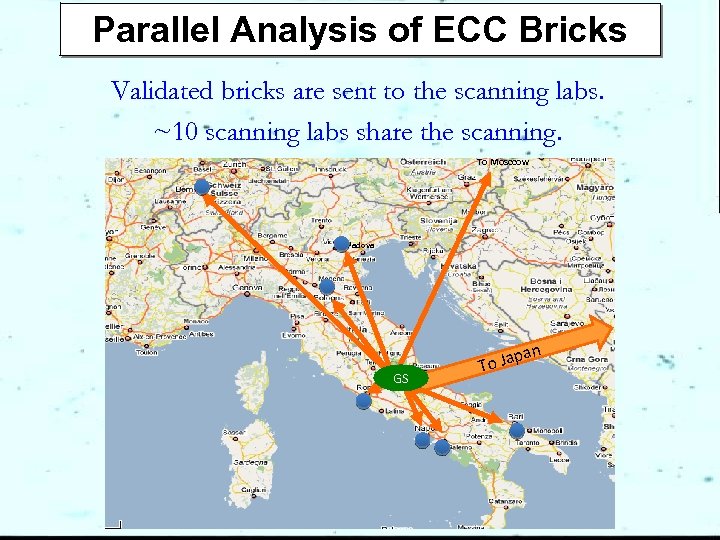 Parallel Analysis of ECC Bricks Validated bricks are sent to the scanning labs. ~10