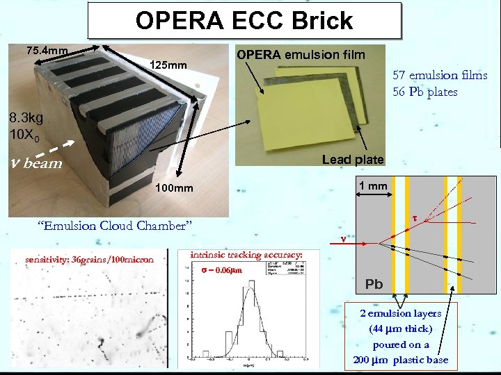OPERA ECC Brick 75. 4 mm OPERA emulsion film 125 mm 57 emulsion films