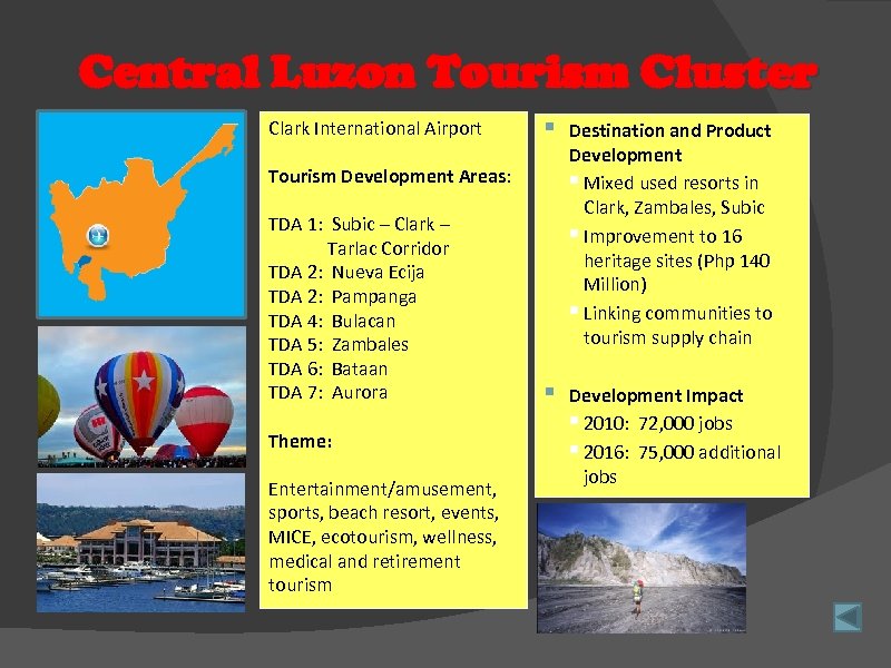 Central Luzon Tourism Cluster Clark International Airport § Destination and Product Development § Mixed