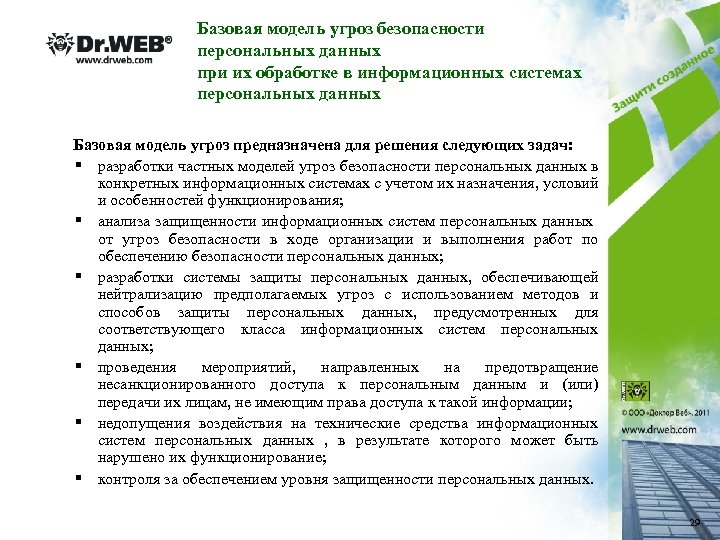 Базовая модель угроз безопасности персональных данных при их обработке в информационных системах персональных данных