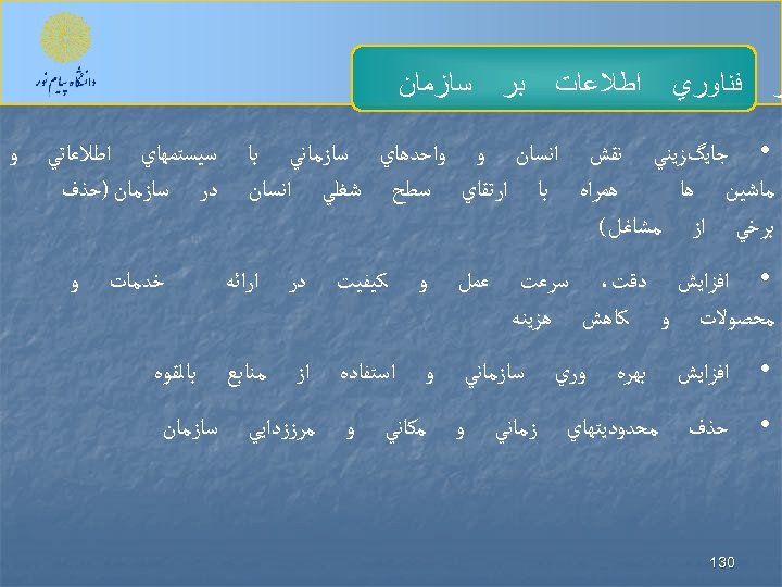  ﻓﻨﺎﻭﺭﻱ ﺮ ﺍﻃﻼﻋﺎﺕ ﺑﺮ ﺳﺎﺯﻣﺎﻥ • ﺟﺎﻳگﺰﻳﻨﻲ ﻧﻘﺶ ﺍﻧﺴﺎﻥ ﻭ ﻭﺍﺣﺪﻫﺎﻱ ﺳﺎﺯﻣﺎﻧﻲ ﺑﺎ