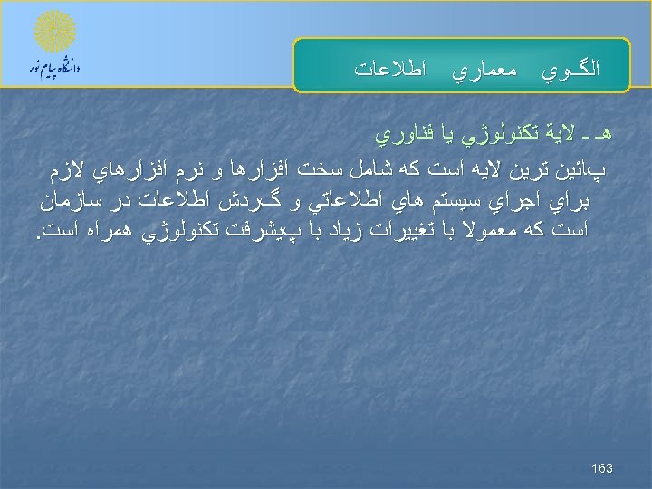  ﺍﻟگﻮﻱ ﻣﻌﻤﺎﺭﻱ ﺍﻃﻼﻋﺎﺕ ﻫـ ـ ﻻﻳﺔ ﺗﻜﻨﻮﻟﻮژﻲ ﻳﺎ ﻓﻨﺎﻭﺭﻱ پﺎﺋﻴﻦ ﺗﺮﻳﻦ ﻻﻳﻪ ﺍﺳﺖ