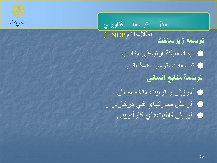  ﻓﻨﺎﻭﺭﻱ ﻣﺪﻝ ﺗﻮﺳﻌﻪ ﺍﻃﻼﻋﺎﺕ) (UNDP ﺗﻮﺳﻌﺔ ﺯﻳﺮﺳﺎﺧﺖ ﺍﻳﺠﺎﺩ ﺷﺒﻜﺔ ﺍﺭﺗﺒﺎﻃﻲ ﻣﻨﺎﺳﺐ ﺗﻮﺳﻌﻪ ﺩﺳﺘﺮﺳﻲ