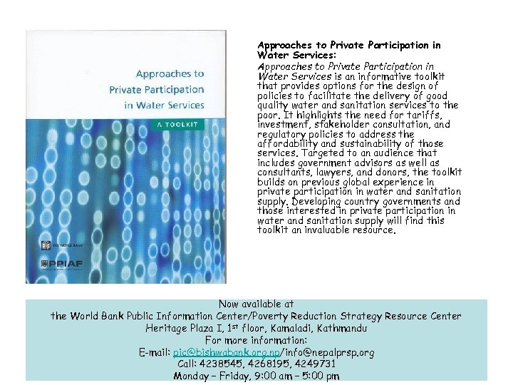 Approaches to Private Participation in Water Services: Approaches to Private Participation in Water Services