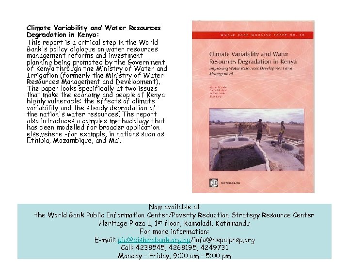 Climate Variability and Water Resources Degradation in Kenya: This report is a critical step