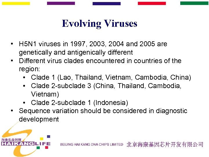 Evolving Viruses • H 5 N 1 viruses in 1997, 2003, 2004 and 2005