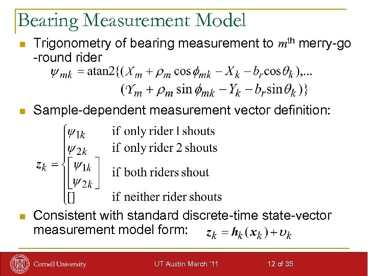 Bearing Measurement Model n Trigonometry of bearing measurement to mth merry-go -round rider n