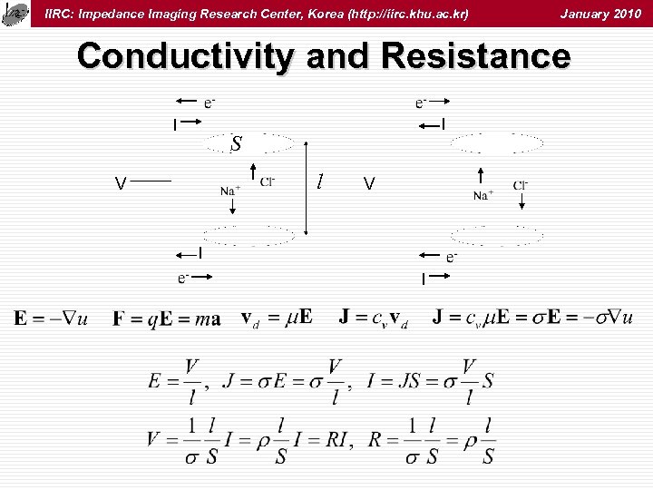 IIRC: Impedance Imaging Research Center, Korea (http: //iirc. khu. ac. kr) January 2010 Conductivity