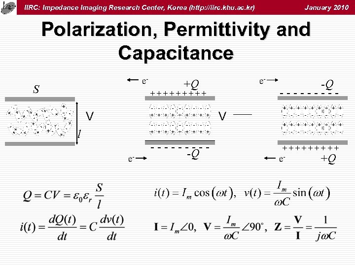 IIRC: Impedance Imaging Research Center, Korea (http: //iirc. khu. ac. kr) January 2010 Polarization,