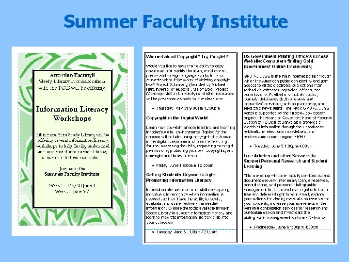 Summer Faculty Institute 