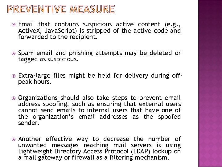  Email that contains suspicious active content (e. g. , Active. X, Java. Script)