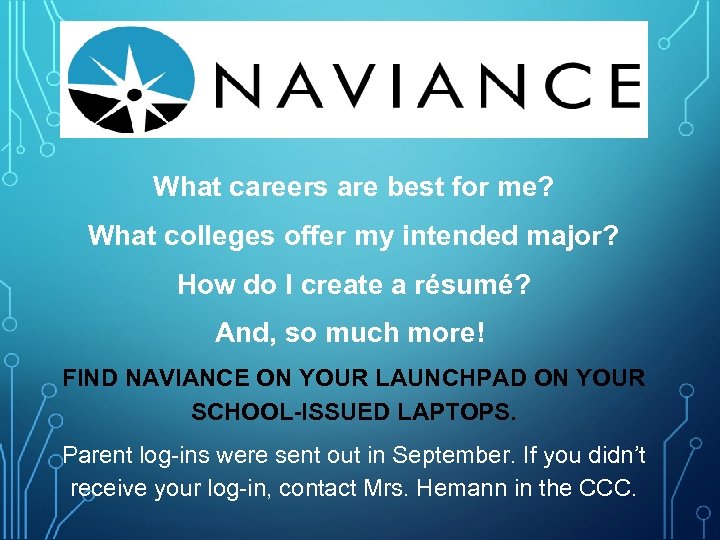 What careers are best for me? What colleges offer my intended major? How do