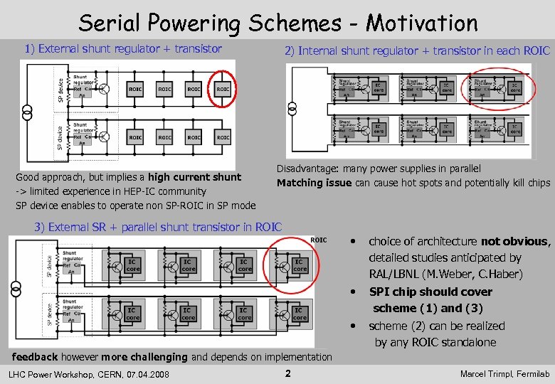 Serial Powering Schemes - Motivation 1) External shunt regulator + transistor Good approach, but