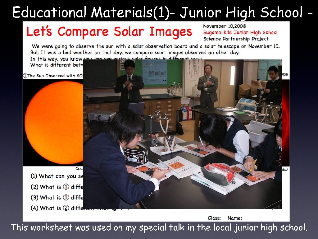 Educational Materials(1)- Junior High School - This worksheet was used on my special talk