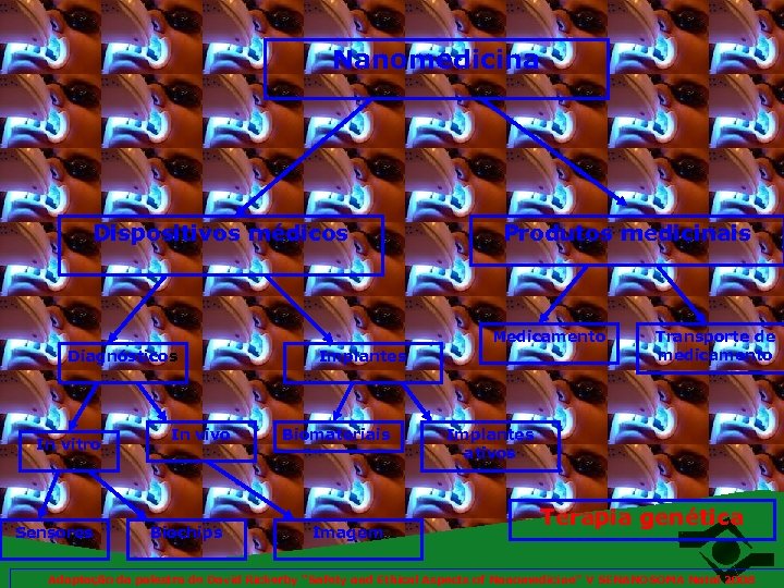 Nanomedicina Dispositivos médicos Produtos medicinais Medicamento Diagnósticos In vitro Sensores In vivo Biochips Implantes