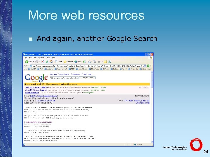 More web resources n And again, another Google Search 20 