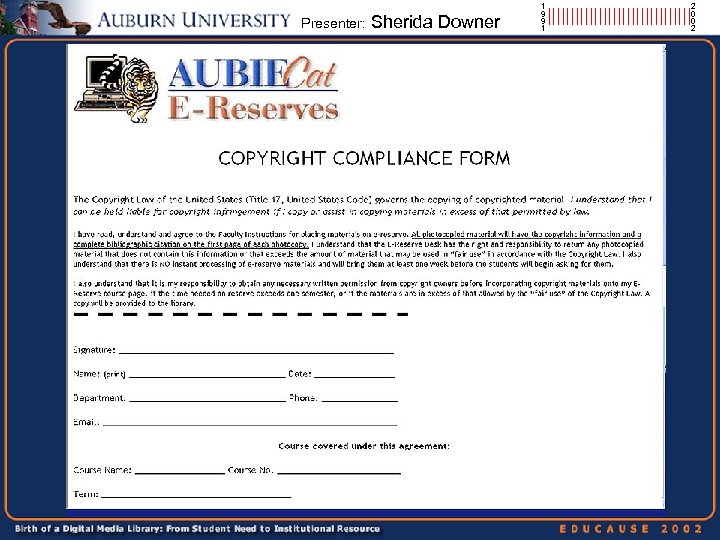 Presenter: Sherida Downer 1 9 9 1 2 ||||||||||||||||0 0 2 