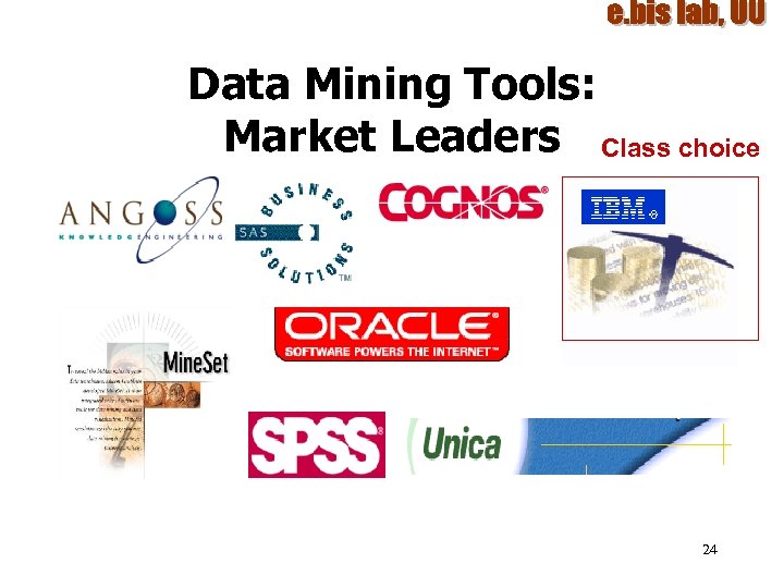 Data Mining Tools: Market Leaders Class choice 24 