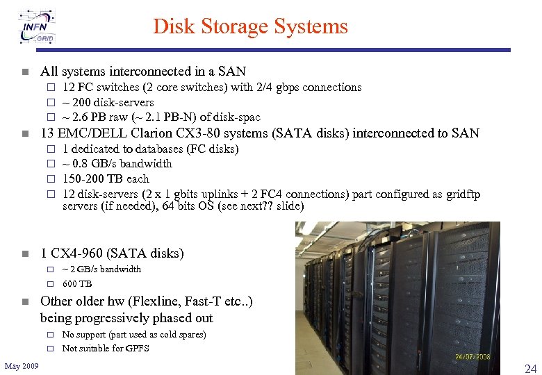 Disk Storage Systems n All systems interconnected in a SAN ¨ ¨ ¨ n