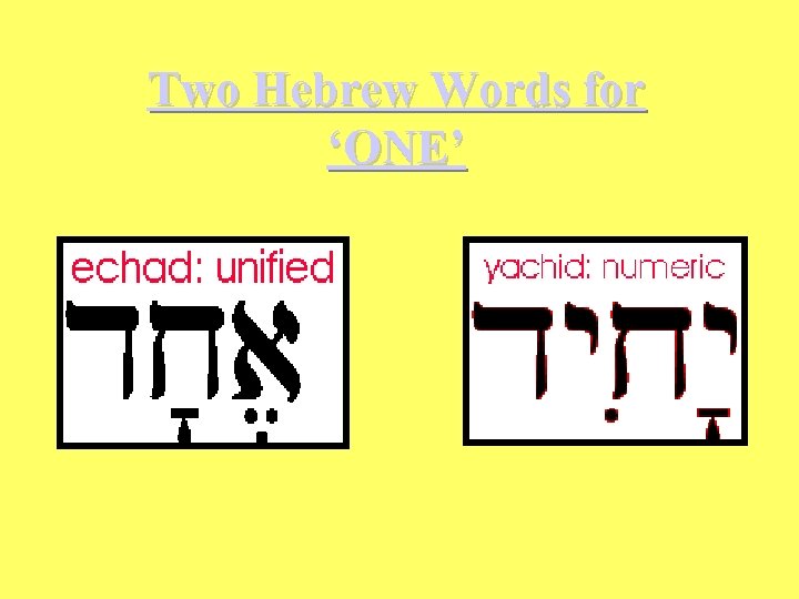 Two Hebrew Words for ‘ONE’ 