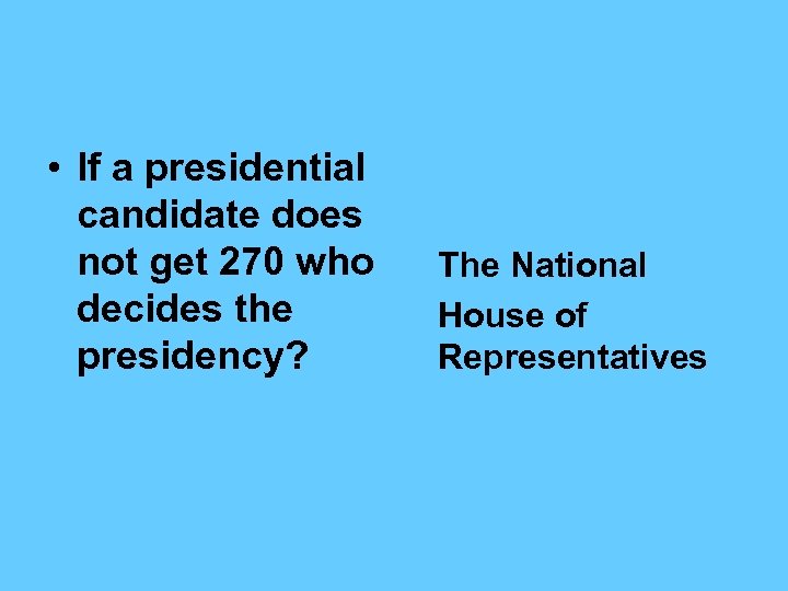 • If a presidential candidate does not get 270 who decides the presidency?