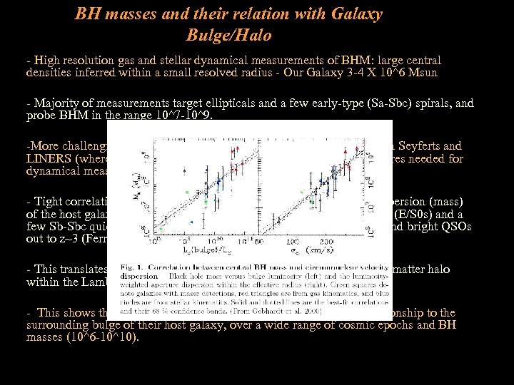 BH masses and their relation with Galaxy Bulge/Halo - High resolution gas and stellar