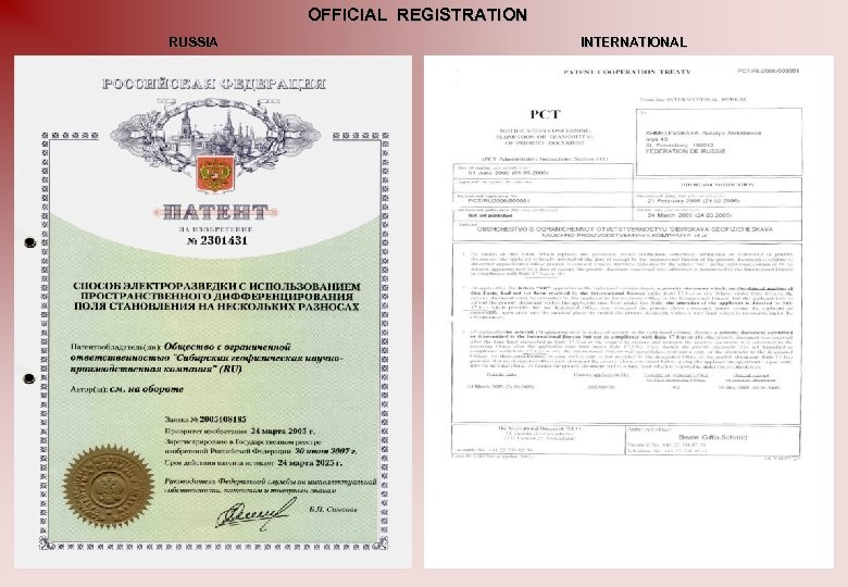 OFFICIAL REGISTRATION RUSSIA INTERNATIONAL 