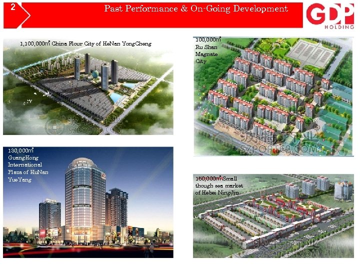 2 Past Performance & On-Going Development 1, 100, 000㎡ China Flour City of He.