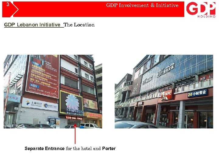 3 GDP Involvement & Initiative GDP Lebanon Initiative The Location Separate Entrance for the