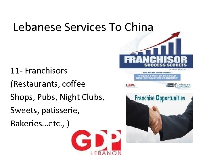 Lebanese Services To China 11 - Franchisors (Restaurants, coffee Shops, Pubs, Night Clubs, Sweets,